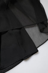 Marciano by Guess Black Tulle Pearl Sleeveless Long Gown Dress