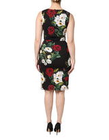 Dolce & Gabbana Black Floral Print Sleeveless Sheath Dress