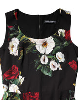 Dolce & Gabbana Black Floral Print Sleeveless Sheath Dress