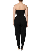 Dolce & Gabbana Black Wool Strapless Romper Jumpsuit Dress