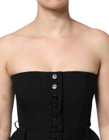 Dolce & Gabbana Black Wool Strapless Romper Jumpsuit Dress