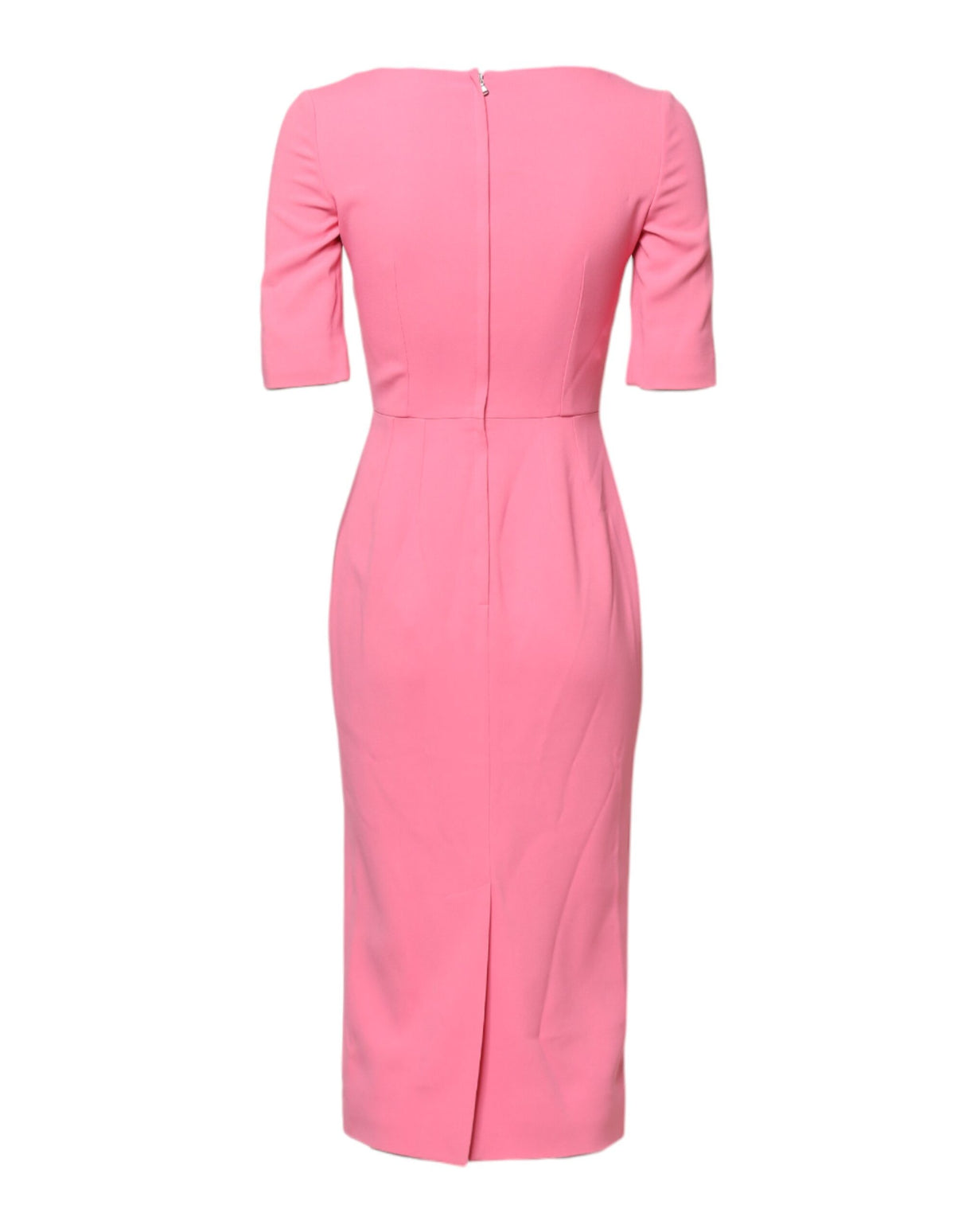 Dolce & Gabbana Pink Viscose Short Sleeve Sheath Midi Dress