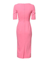 Dolce & Gabbana Pink Viscose Short Sleeve Sheath Midi Dress