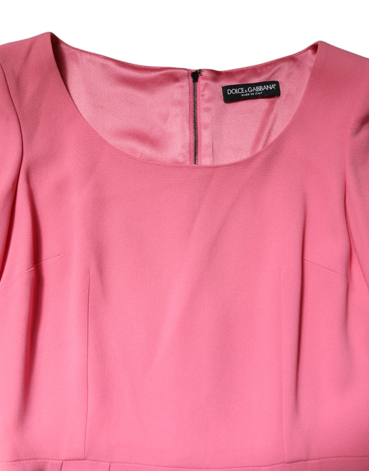 Dolce & Gabbana Pink Viscose Short Sleeve Sheath Midi Dress