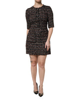 Dolce & Gabbana Brown Tweed Short Sleeves A-line Mini Dress