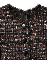 Dolce & Gabbana Brown Tweed Short Sleeves A-line Mini Dress