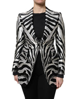 Dolce & Gabbana Black Silver Polyester Women Blazer Jacket