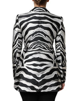 Dolce & Gabbana Black Silver Polyester Women Blazer Jacket