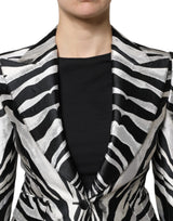 Dolce & Gabbana Black White Polyester Women Blazer Jacket