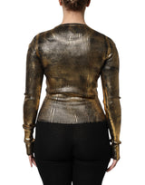 Dolce & Gabbana Gold Round Neck Long Sleeve Pullover Top