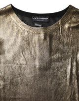 Dolce & Gabbana Gold Round Neck Long Sleeve Pullover Top