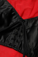 Dolce & Gabbana Red Black Bustier Detailing Long Sleeves Top