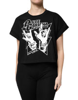 Dolce & Gabbana Black Cotton Printed Short Sleeves T-shirt
