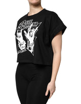 Dolce & Gabbana Black Cotton Printed Short Sleeves T-shirt