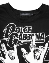 Dolce & Gabbana Black Cotton Printed Short Sleeves T-shirt