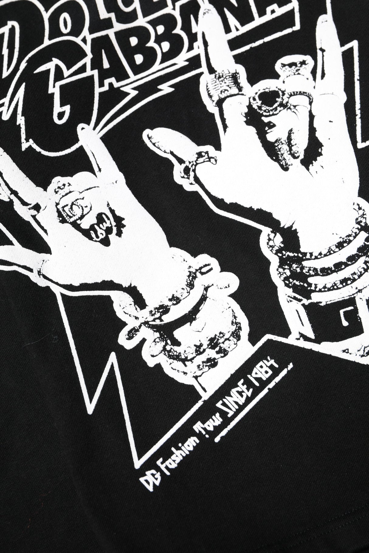 Dolce & Gabbana Black Cotton Printed Short Sleeves T-shirt