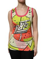 Dolce & Gabbana Multicolor Printed Crystal Embellishment Top