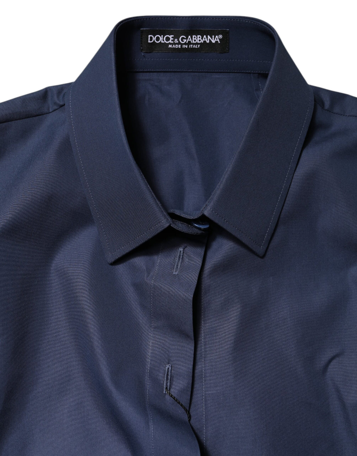 Dolce & Gabbana Blue Cotton Short Sleeves Button Down Top