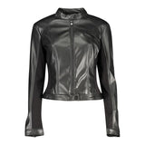 Guess Jeans Black Polyethylene Biker Jacket
