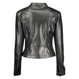 Guess Jeans Black Polyethylene Biker Jacket