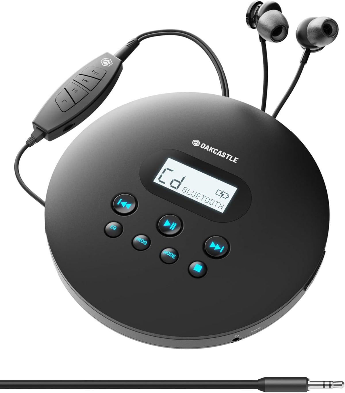 Oakcastle CD100 Portable & USB-C Rechargeable CD Player with Bluetooth incl Free Earphones