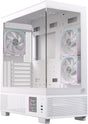 Einarex PC Case ATX S501D RGB , 3x Pre-Installed Fans , Display, White