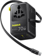 Baseus Charger Wall 70W EnerCore CG11 Universal Travel Adapter with Retractable Cable s Black