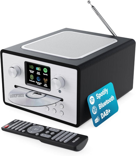 Majority Homerton 2 Black FM Radio System with CD Player, BT, Spotify & USB