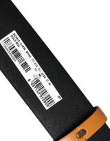 Dolce & Gabbana Brown Leather Buckle DG Logo Embossed Belt