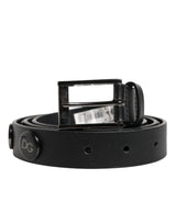 Dolce & Gabbana Black Luxury Leather DG Studs Buckle Belt