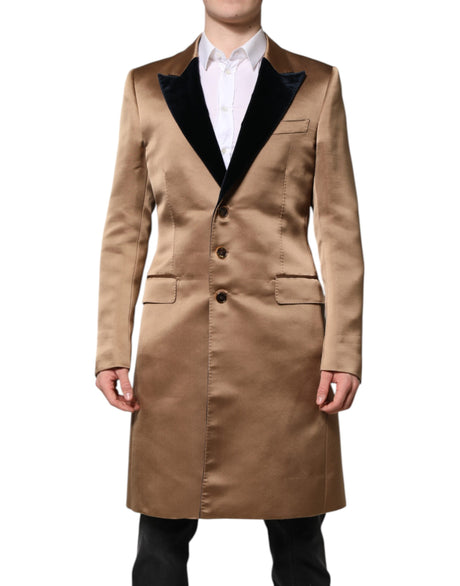 Dolce & Gabbana Brown Silk Single Breasted Trench Coat  Jacket