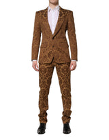 Dolce & Gabbana Brown Floral Jacquard SICILIA 2 Piece Suit
