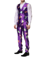 Dolce & Gabbana Purple Silk Animal Print 3 Piece Suit