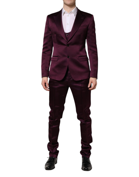 Dolce & Gabbana Dark Purple Silk 3Piece Single Breasted Suit