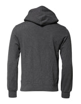 Dolce & Gabbana Gray Logo Patch Hooded Sweatshirt Sweater