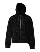 Dolce & Gabbana Black Leopard Full Zip Hooded Sweatshirt Sweater