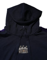 Dolce & Gabbana Black Crown Cotton Hooded Sweatshirt Sweater