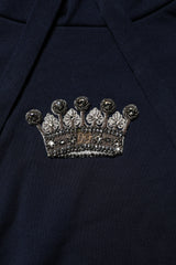Dolce & Gabbana Black Crown Cotton Hooded Sweatshirt Sweater