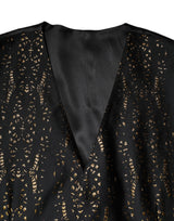 Dolce & Gabbana Black Lurex Dress Formal Men Waistcoat Vest