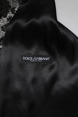 Dolce & Gabbana Black Gray Brocade Formal Men Waistcoat Vest