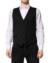 Dolce & Gabbana Black Wool Dress Formal Men Waistcoat Vest
