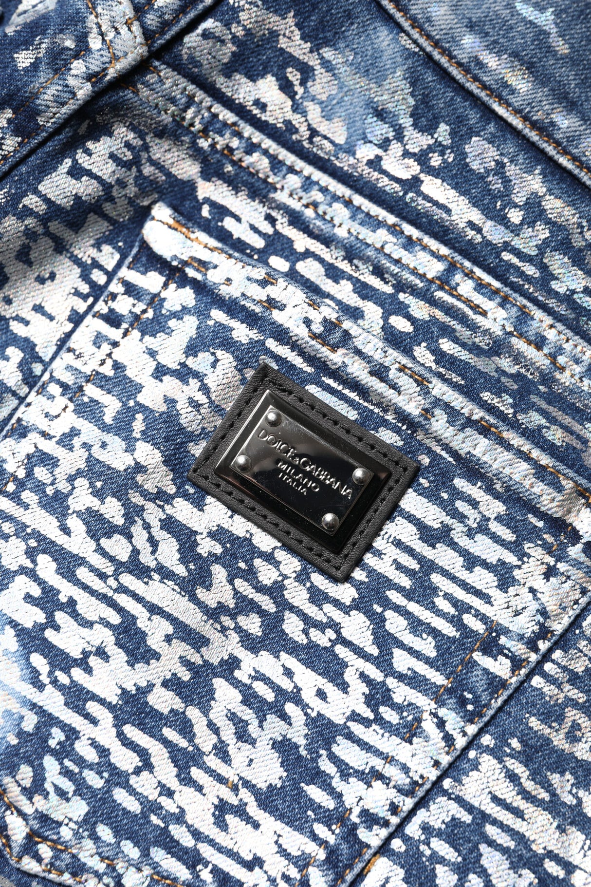 Dolce & Gabbana Blue Washed Print High Waist Denim Jeans