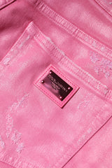 Dolce & Gabbana Pink Tattered Mid Waist Tapered Denim Jeans