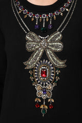 Dolce & Gabbana Black Cashmere Crystal Embellished Sweater