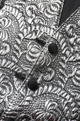 Dolce & Gabbana Silver Floral Jacquard Sleeveless Vest Top