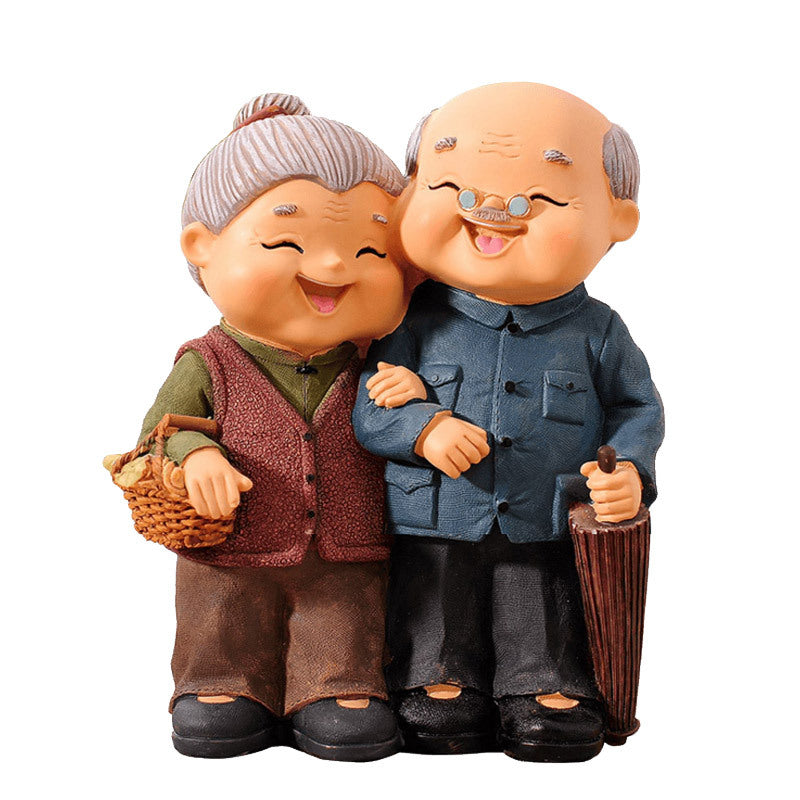 Creative Elderly Couple Figurine for Home Decor Gift