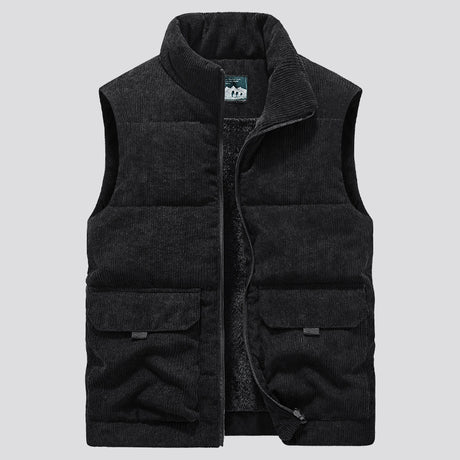 Men's Corduroy Vest with Pockets and Thick Lining