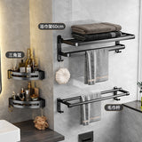 Bathroom Storage Rack - No Punching Space Aluminum Towel Holder