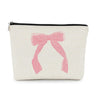 EXUQO Coquette Pink Bow Preppy Small Makeup BagPink Bow Pouch Bag Gift for Teen Girls WomenZipper Travel Toiletry Cosmetic BagTrendy Makeup Bag Organizer
