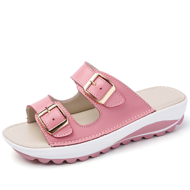 Genuine Leather Thick-Soled Outdoor Sandals